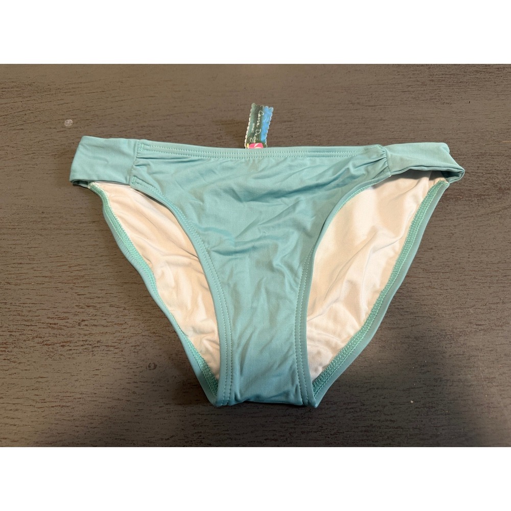 Carve Designs Turquoise Blue Hipster Bikini Bottoms Small Low Rise Ruched Swim